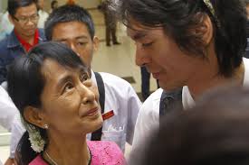 Myanmar state counselor aung san suu kyi paid a visit to 12 myanmarese children receiving treatment for congenital heart disease at beijing anzhen hospital. Aung San Suu Kyi Meets Her Son On Her 66th Birthday Abc News Australian Broadcasting Corporation