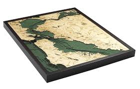 San Francisco Bay Area Wood Carved Topographic Depth Chart