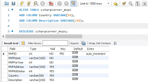 modifying and updating tables in mysql