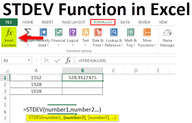 stdev function in excel formula