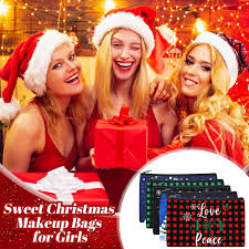 christmas makeup bags bulk gifts plaid