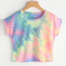 Us 5 91 Moda Mujer 2019 Ropa Womens Tie Dye Short Korean Clothes Sleeve Casual Loose Rainbow T Shirt Tops Camiseta Mujer Princesas In T Shirts From