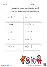 Writing Linear Equations Worksheets