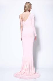 Light Pink One Sleeve Mermaid Celebrity Prom Dress