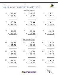 This worksheet generator produces a variety of worksheets for the four basic operations (addition, subtraction, multiplication, and division) with fractions and mixed numbers, including with negative fractions. Money Addition Worksheets Uk Money