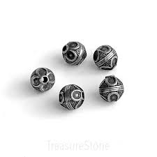 bead stainless steel 10mm round dark