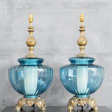 American Blue Glass Lamp Bases