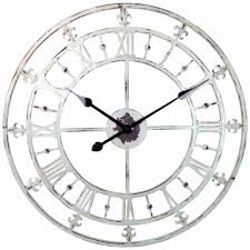 24 White Rustic Tower Clock With Fleur