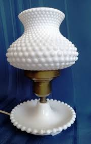 Vintage Milk Glass Lamp W Hurricane