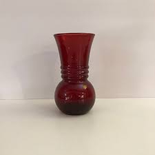 Vintage Ruby Red Glass Vase Ruby Red