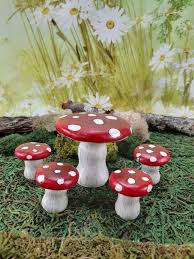 Fairy Garden Mushroom Table And Stools