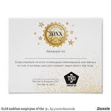 Employee of the year a serialized space opera that follows chet eubanks from small town south dakota into worlds never before explored by humankind. Gold Emblem Employee Of The Year Certificate Poster Zazzle Com In 2021 Incentives For Employees Good Employee Emblems