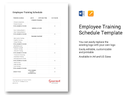 Employee Training Schedule Template In Word Apple Pages