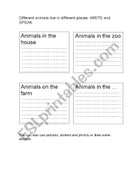 Animals And Where They Live Chart Esl Worksheet By Solete