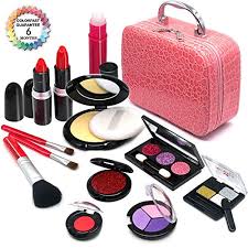 To make sure the makeup doesn't negatively affect your child's skin you need to clean their face before applying makeup. Kids Pretend Makeup Play Set Toddler Toy Realistic Fake Rubber Cosmetic Bag New 5059116087943 Ebay