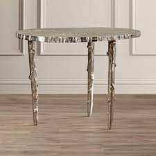 Silver Metal Tree Trunk Branches End Table