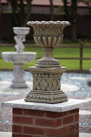 Woven Stone Garden Planter On Pedestal