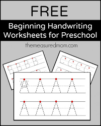 Free Beginning Handwriting Worksheets For Preschool The