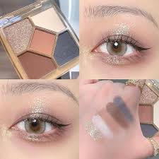 5 colors pink eyeshadow palette pearly