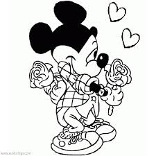 Free february coloring page printable. Disney Valentines Day Coloring Pages Mickey Mouse And Roses Xcolorings Com