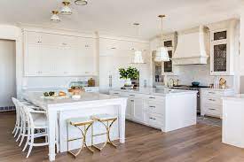 white dual kitchen islands painted