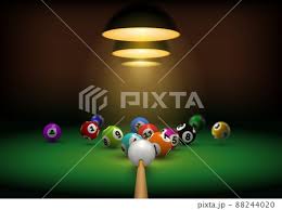 billiard background with realistic cue