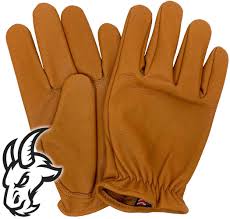 Wrist Length Leather Gloves Mens Gold Gloves