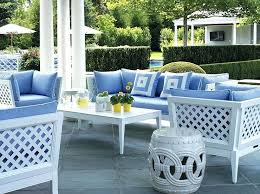 White Lattice Outdoor Sofa With Blue