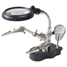 Led Magnifying Magnifier Glass With Light On Stand Clamp Arm Hands Free Black Walmart Com Walmart Com