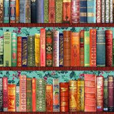 Bookshelf Fabric Fabric Wallpaper And