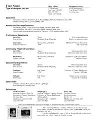 Theatre Resume Format Magdalene Project Org