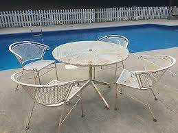 Luxury outdoor furniture collections by woodard furniture. Vintage Mid Century Salterini Patio Chairs And Table Russell Woodard Ebay