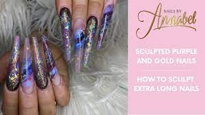 sculpted extra long acrylic nails with