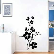 Modern Black Flowers Vines Wall Sticker