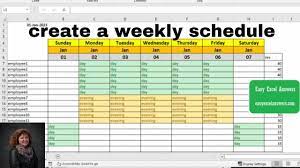 how to create weekly schedules in excel