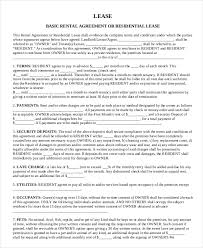 Basic Rental Agreement Or Residential Lease Filled Out Basic Rental