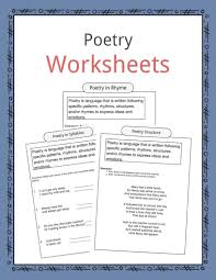 poetry worksheets definition