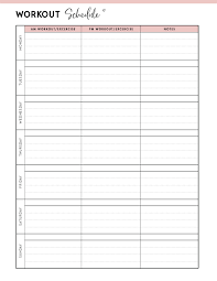 free printable exercise schedule