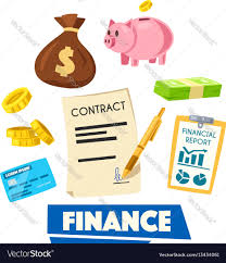 Finance Poster With Money Banking Card And Report