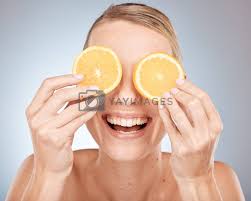 lemon eyes and skincare woman in