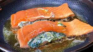 Add salmon skin side down and cook until seared, about 6 minutes. Keto Stuffed Salmon Recipe Keto Daily