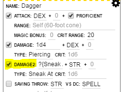 You can see the dps of combo raw damage and the dps of combo when it is buffed by critical and lunar. Community Forums D D 5e Ogl Sneak Attack Macro Roll20 Online Virtual Tabletop