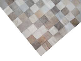 squares taupe patch cowhide rug shine