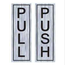 Push Pull Metal Sign Stickers Self