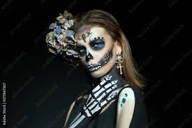 halloween beauty skeleton woman makeup