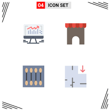 modern set of 4 flat icons and symbols