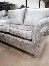 silver crushed velvet 2 seater sofa and
