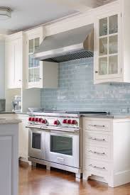 Love This Classic White Kitchen With Pale Blue Subway Tile