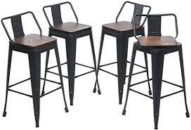 Maybe you would like to learn more about one of these? Amazon Com Yongqiang 24 Swivel Metal Bar Stools With Backs Counter Height Barstools Set Of 4 Industrial Dining Bar Chairs With Wooden Seat Matte Black Home Kitchen