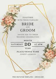 greenery geometric wedding invitation